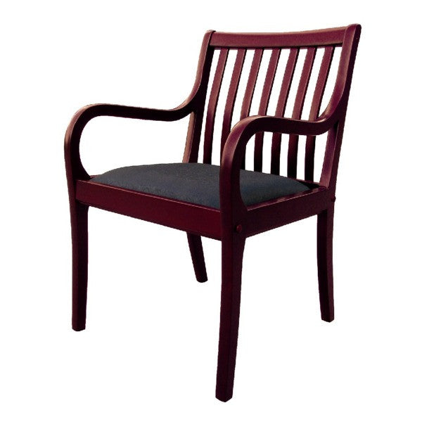 Reception Area Chair - Cherry with Fabric Seat & Slat Back